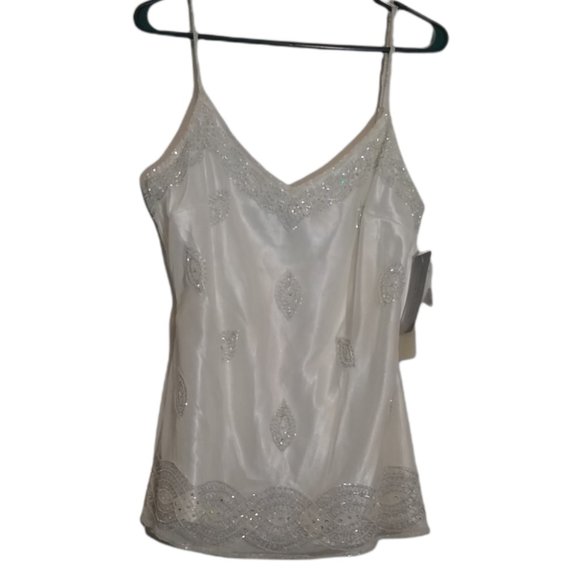 Adrianna Papell Tops - NWT Adrianna Papell Evening Essentials White Beaded Sparkle Tank Size Medium